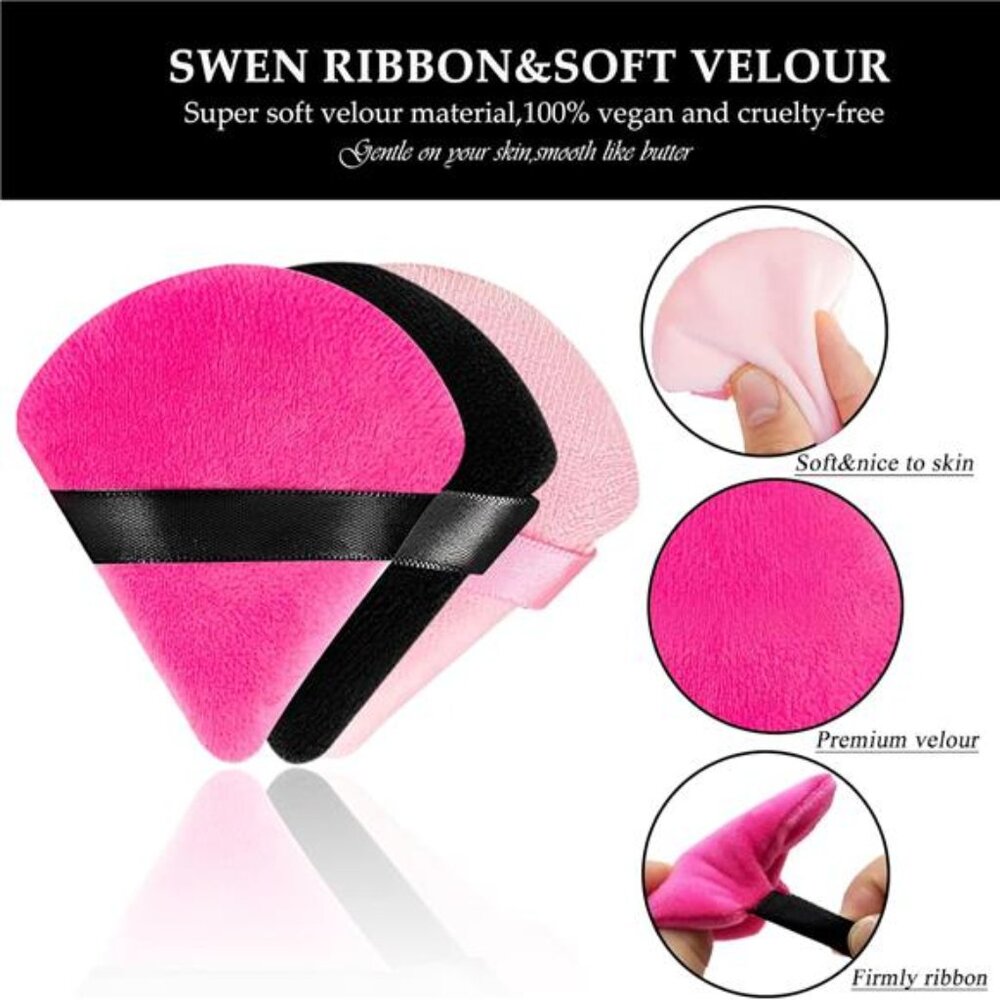 Powder Puffs for Face Powder 15 PCS Triangle Powder Puff Velvety Soft Reusable - Picture 2 of 7